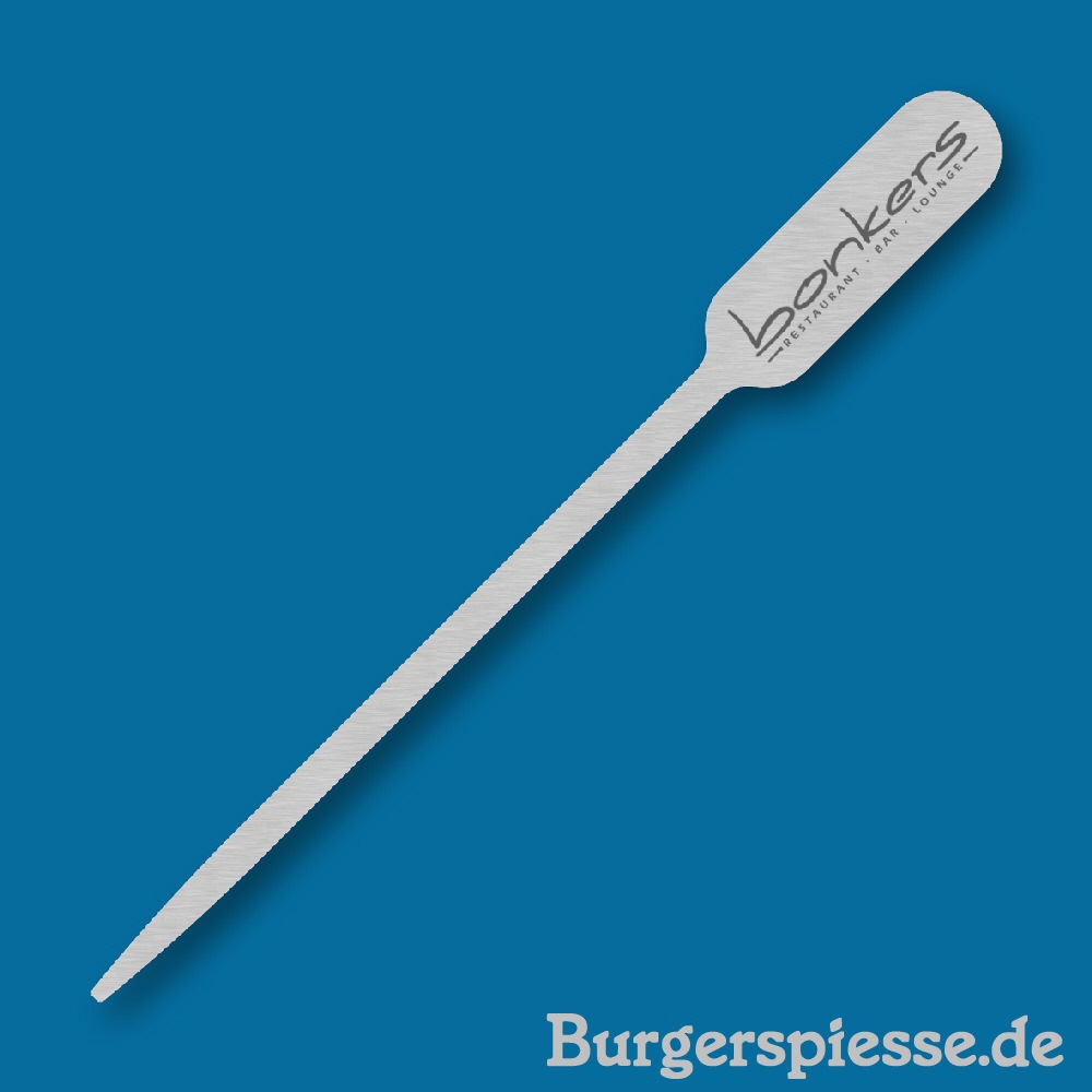 Gravur bonkers auf Burgerspieß 106 Stadion