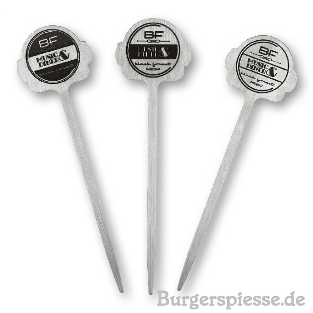 Burgerspieß 101 mit Lasergravuren Music Diner