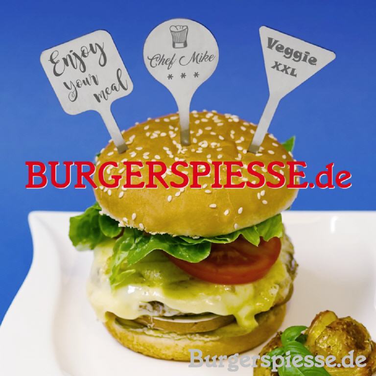 Edelstahl-Spieße für Hamburger & Delikatessen