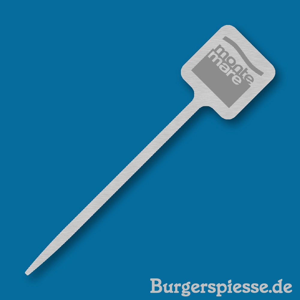 Gravur monte mare auf Burgerspiess 102 Quadrat